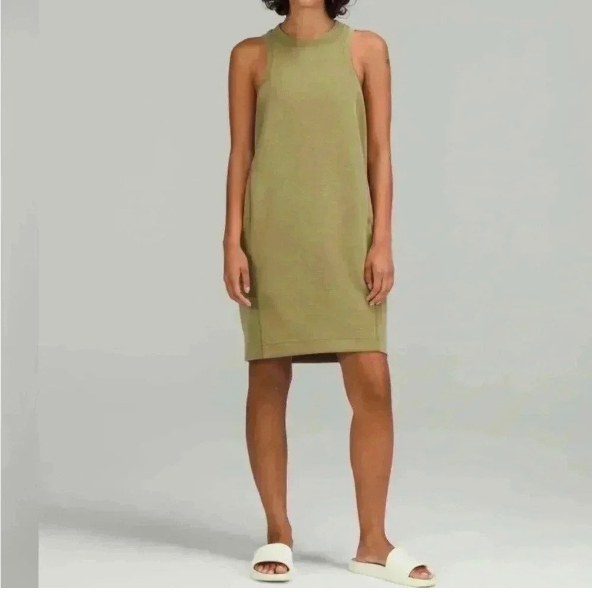 Lululemon Softstreme Back In Action Tank Dress Olive Green Athleisure Minimal 6